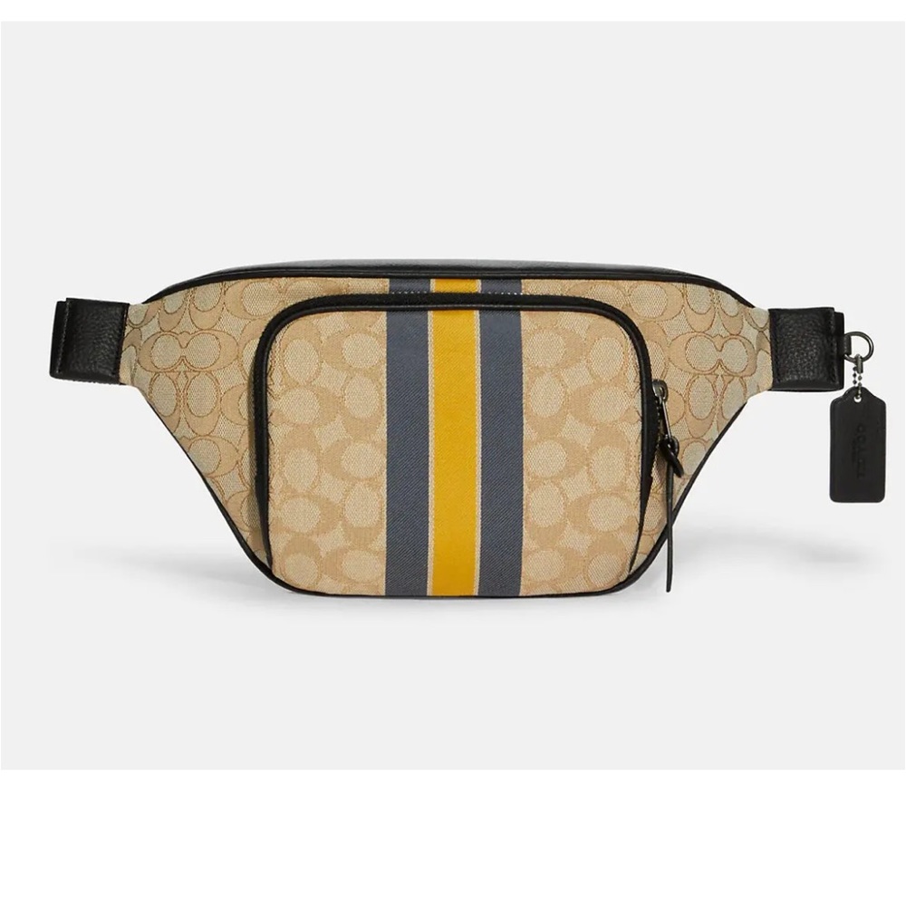 NWOT Coach men’s Thompson Belt Bag In Signature Jacquard With Varsity Stripe